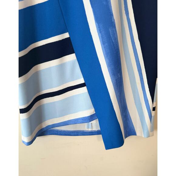 Slate & Willow RTR Colorblock Bodycon V Neck Dress Blue White Stripe 12 MINT - Picture 5 of 9